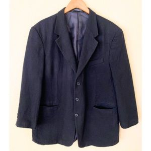 FENZI Men's Black Lambswool Cashmere Blazer Jacket Size 46R Suit Jacket BIG&TALL